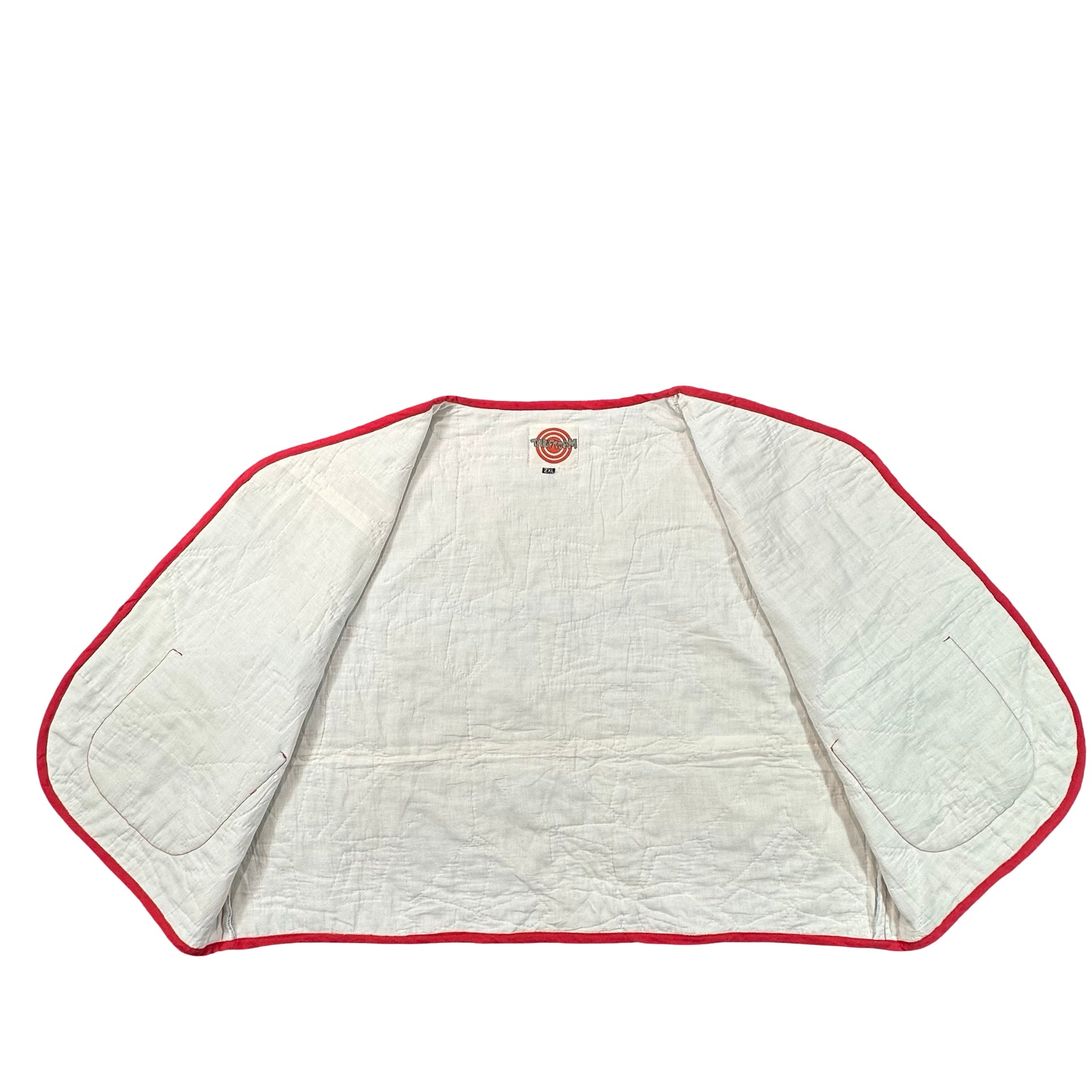 Nautical Star quilted vest rework, interior cream lining