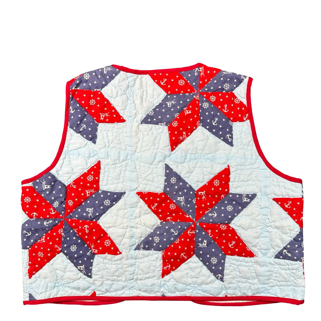 Nautical Star quilted vest rework, back