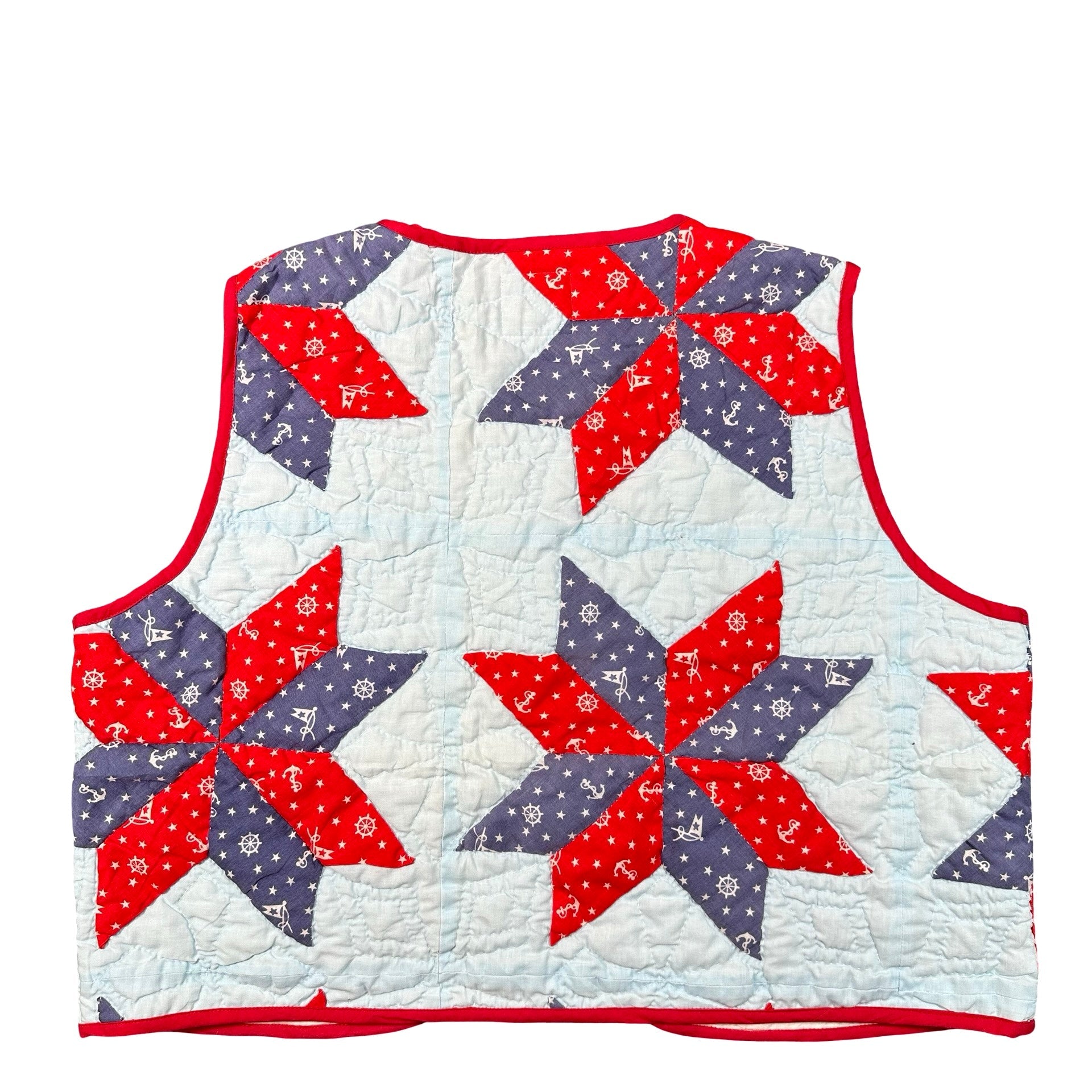 Nautical Star quilted vest rework, back