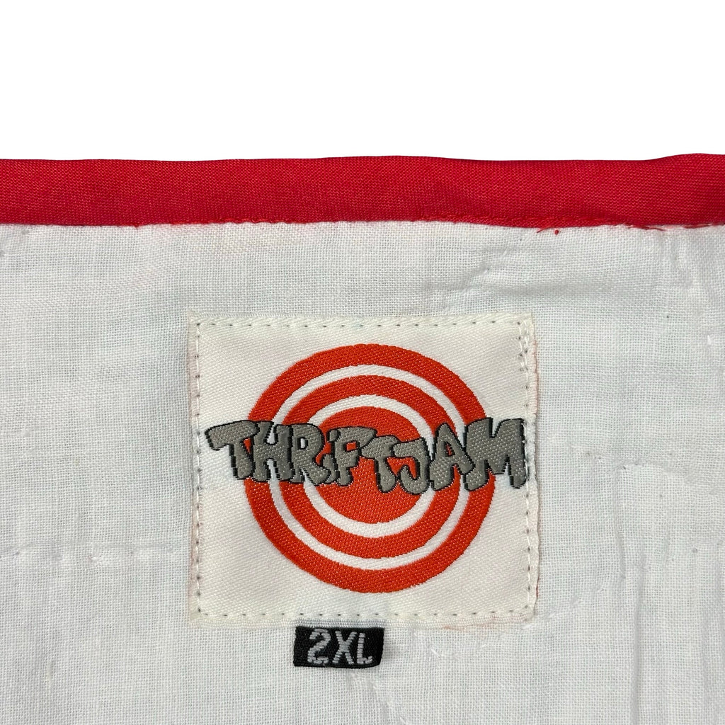Nautical Star quilted vest rework, ThriftJam brand label size 2XL