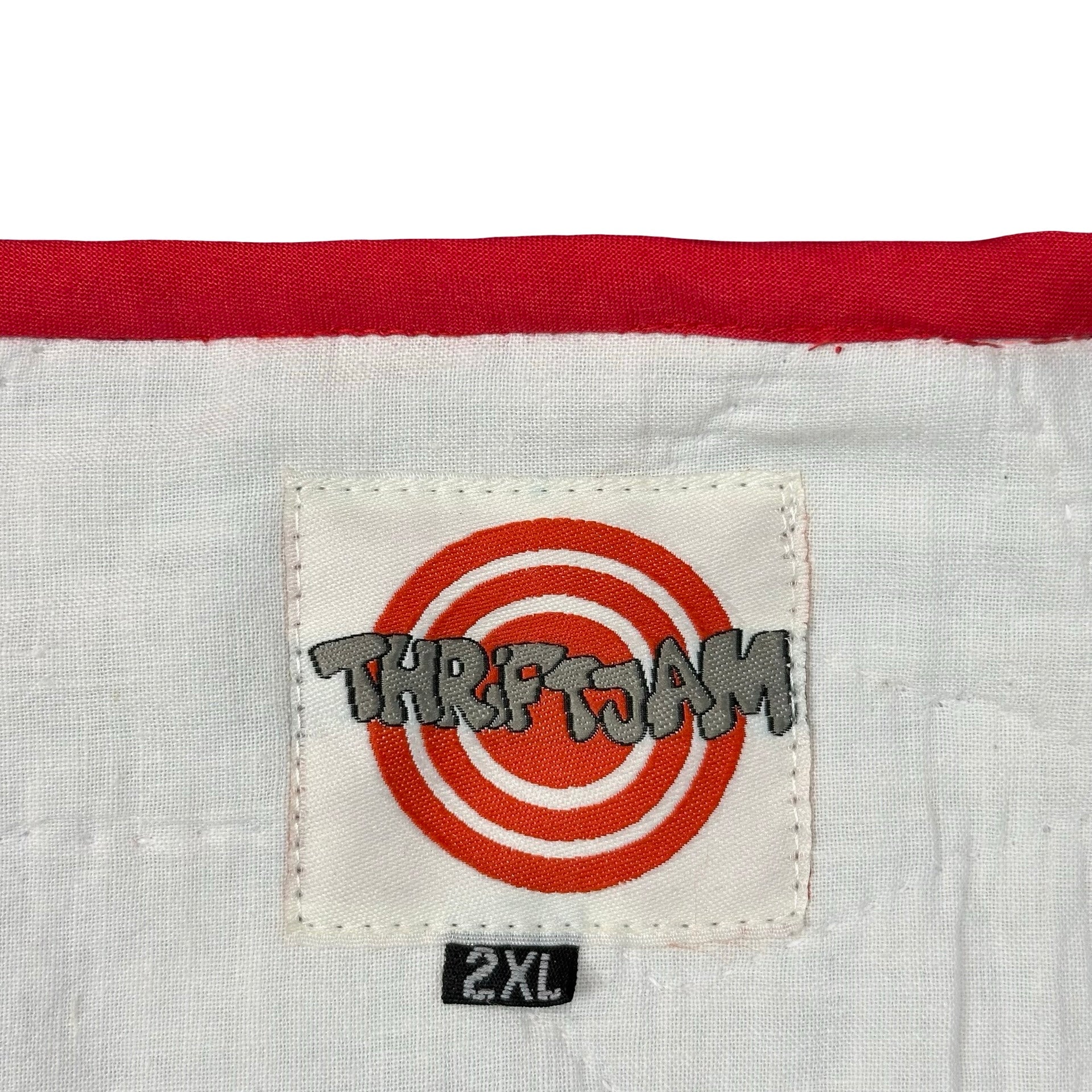 Nautical Star quilted vest rework, ThriftJam brand label size 2XL