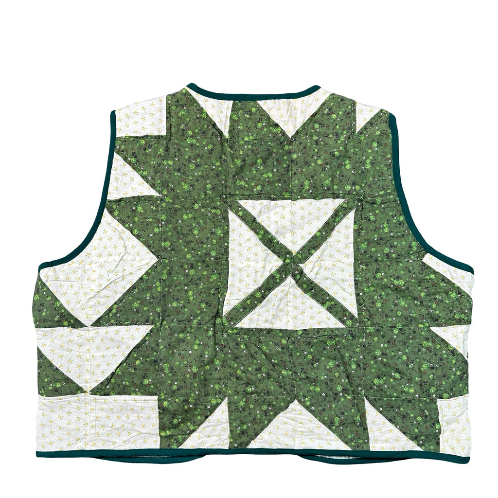 Green Bear Paw 2XL quilted vest rework, back