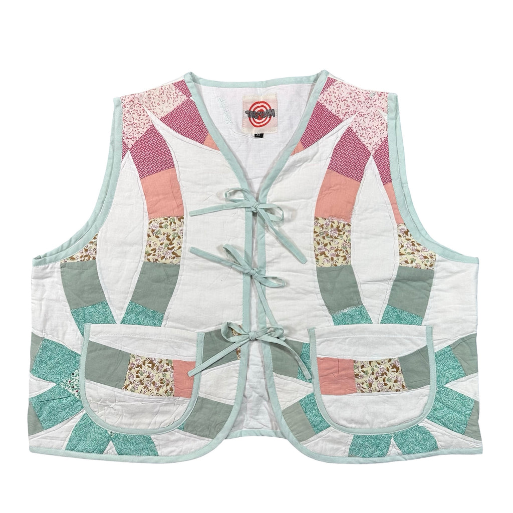 Rose & Sage Wedding Ring XL quilted vest rework, front