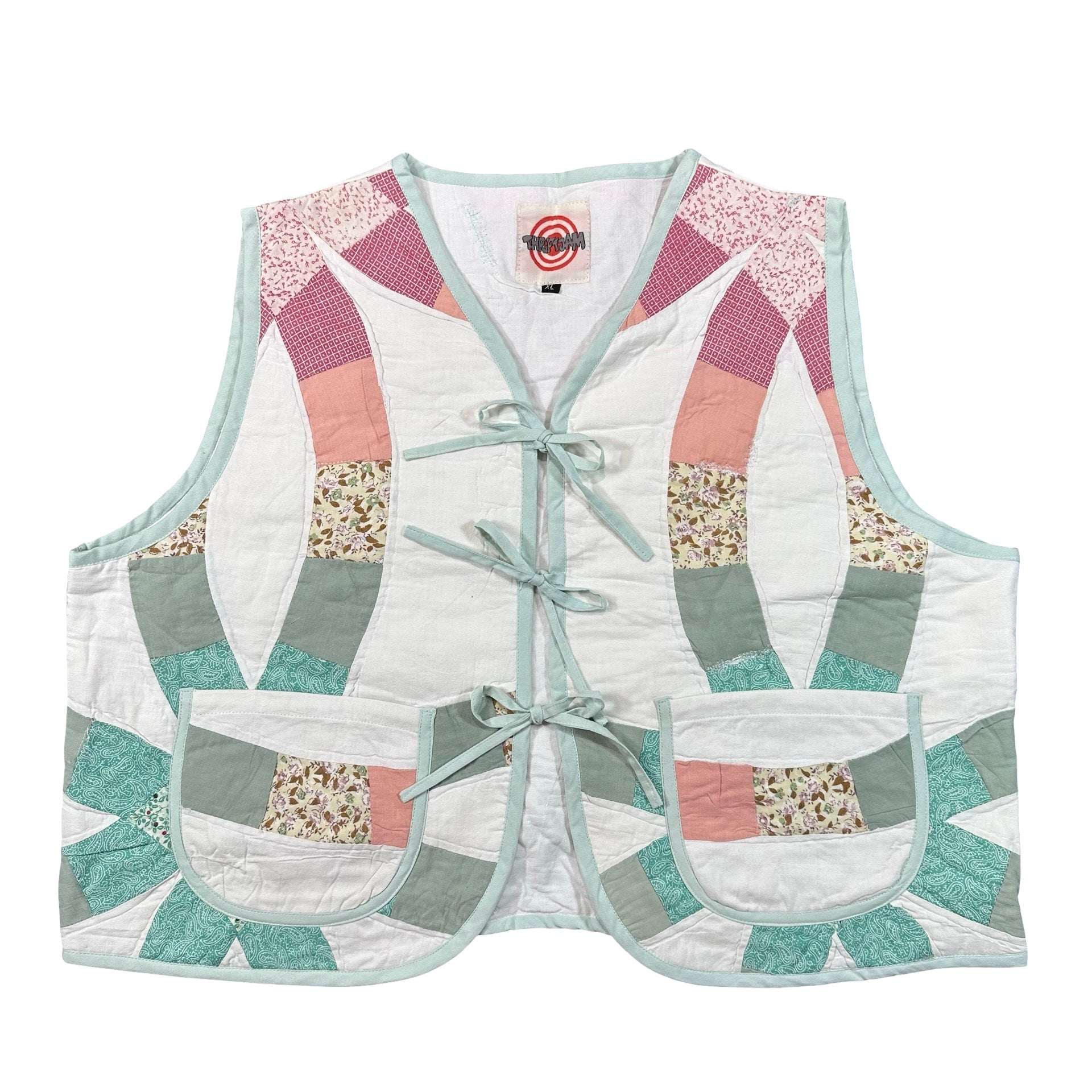 Rose & Sage Wedding Ring XL quilted vest rework, front