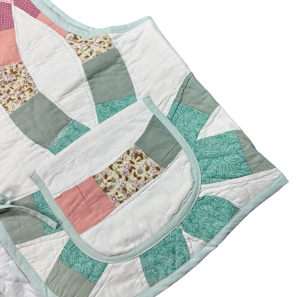 Rose & Sage Wedding Ring XL quilted vest rework, patch pocket detail