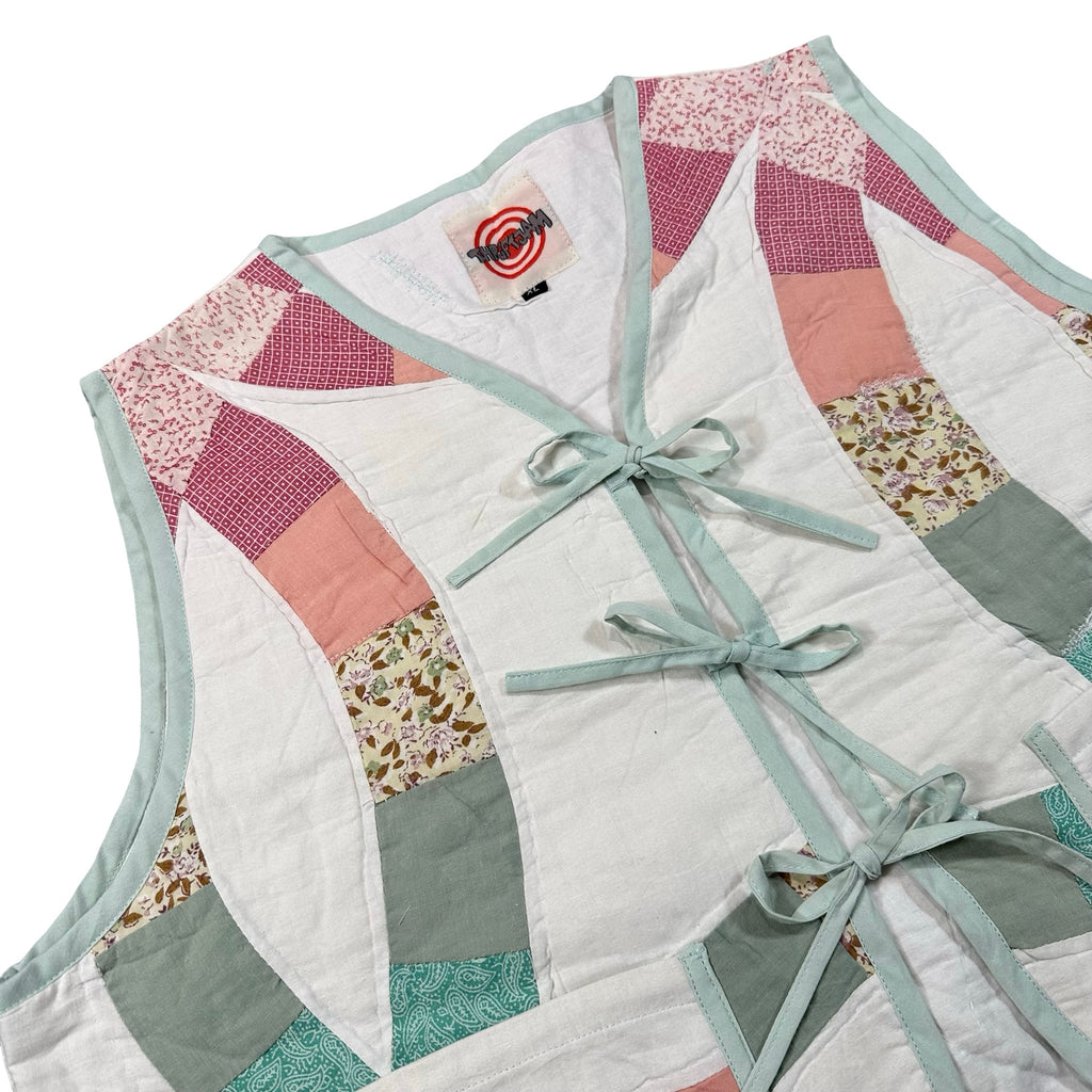 Rose & Sage Wedding Ring XL quilted vest rework, front tie closures