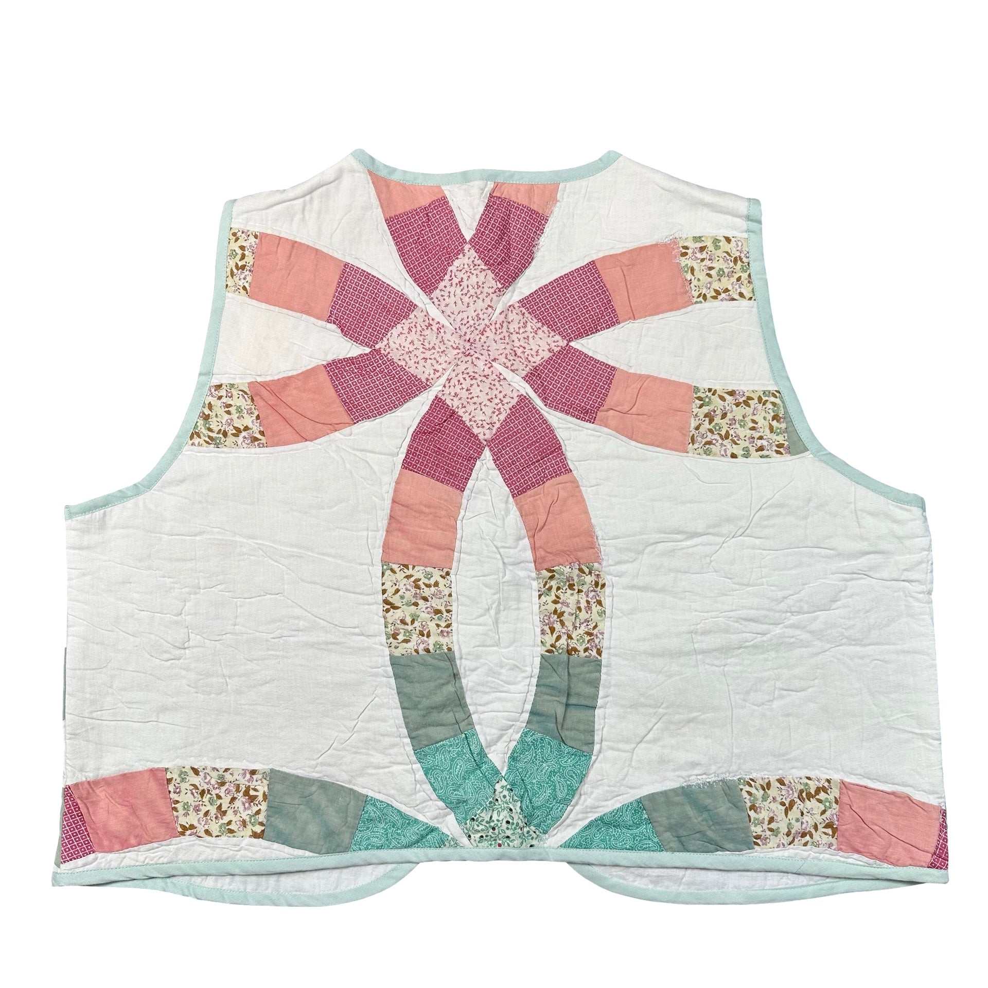 Rose & Sage Wedding Ring XL quilted vest rework, back