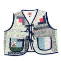 Blue Calico Log Cabin XL quilted vest rework, front