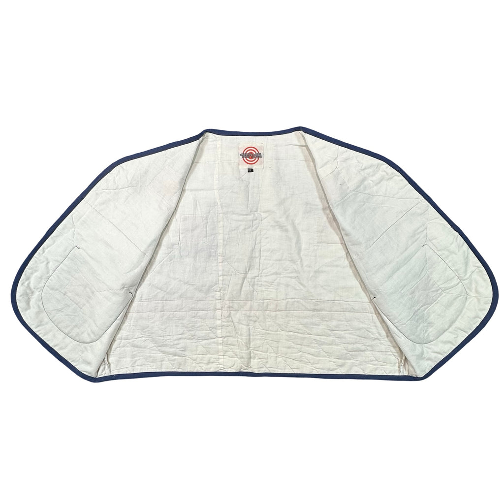 Blue Calico Log Cabin XL quilted vest rework, inside lining