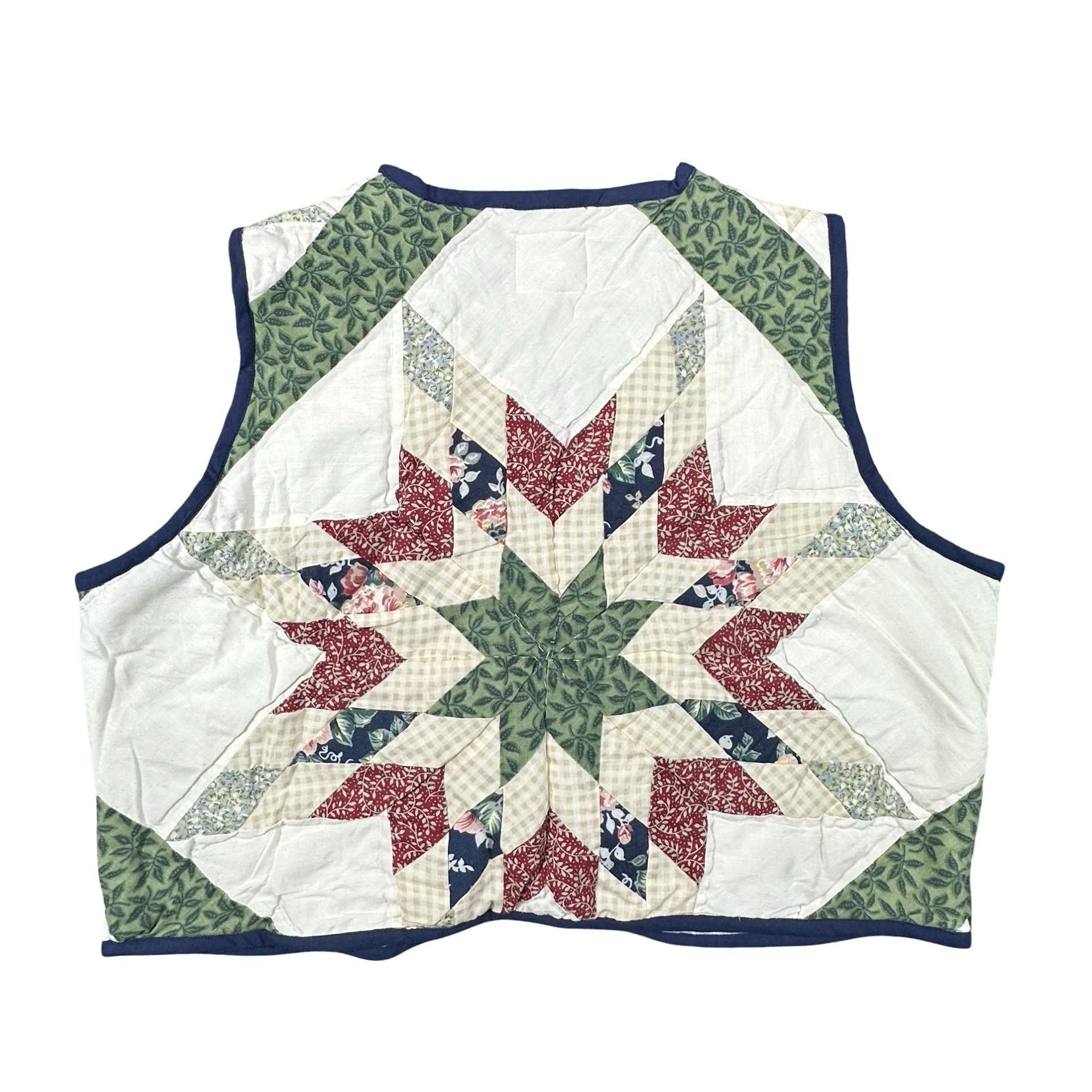 Evergreen Star XL quilted vest rework, back