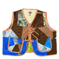 Copper & Cobalt Crazy Quilt XL quilted vest rework, front