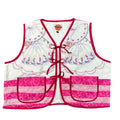 Pink Parasol Embroidery XL quilted vest rework, front