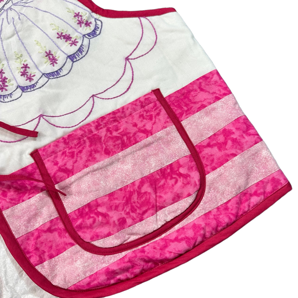 Pink Parasol Embroidery XL quilted vest rework, patch pocket detail