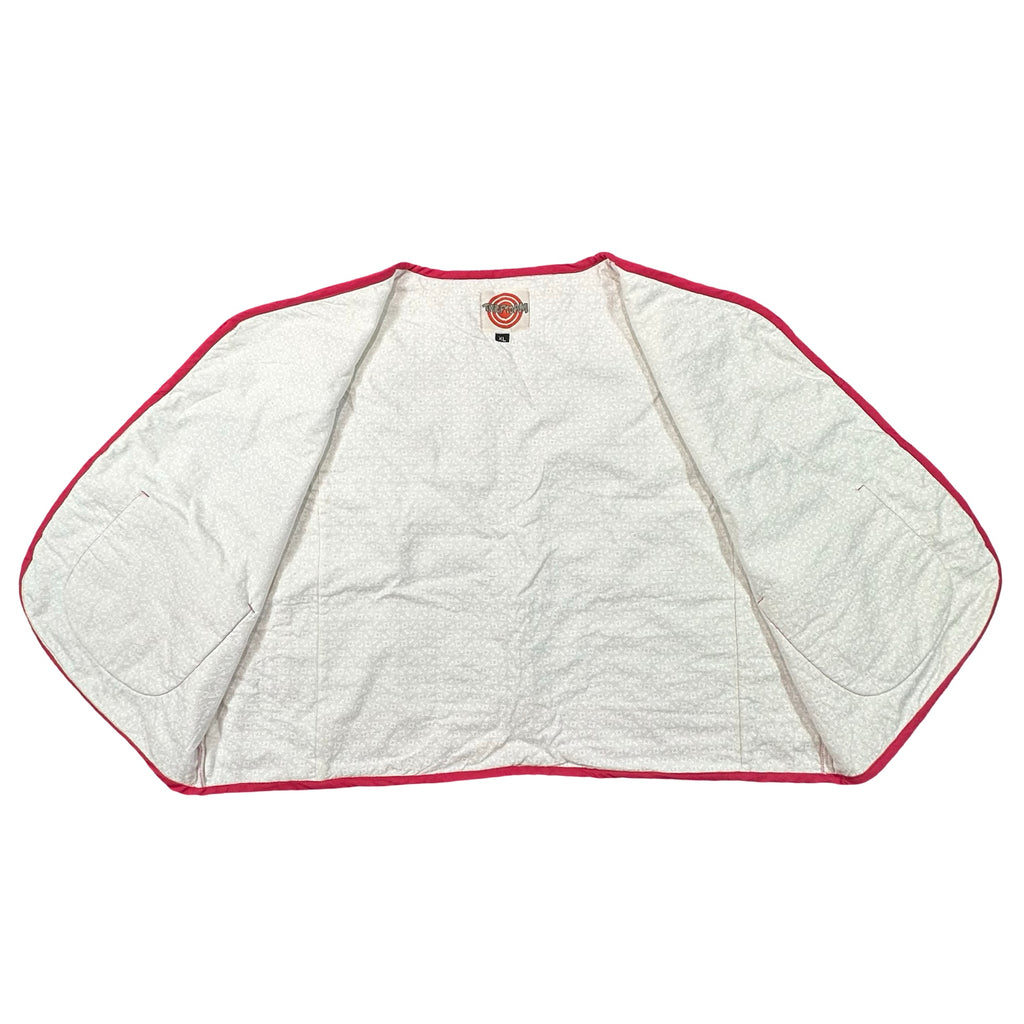 Pink Parasol Embroidery XL quilted vest rework, inside lining