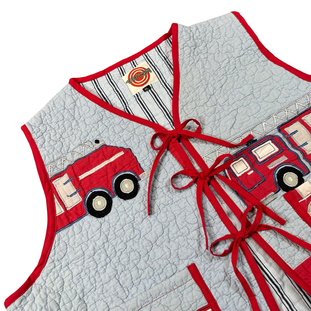 Firehouse Novelty XL quilted vest rework, front tie closures
