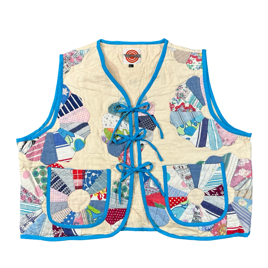 Dresden Fan XL quilted vest rework, front