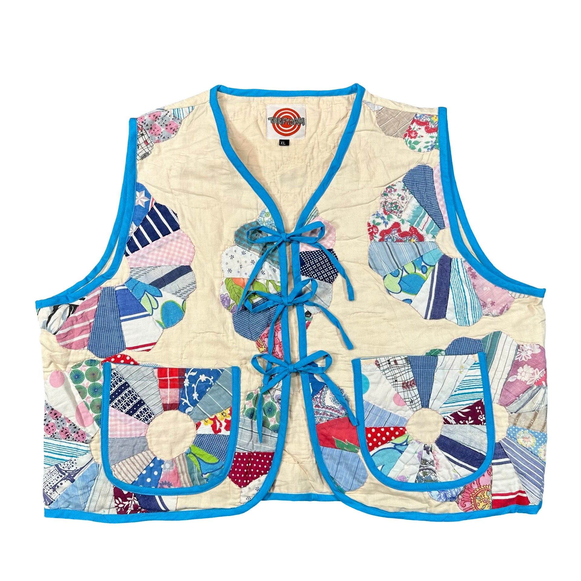 Dresden Fan XL quilted vest rework, front