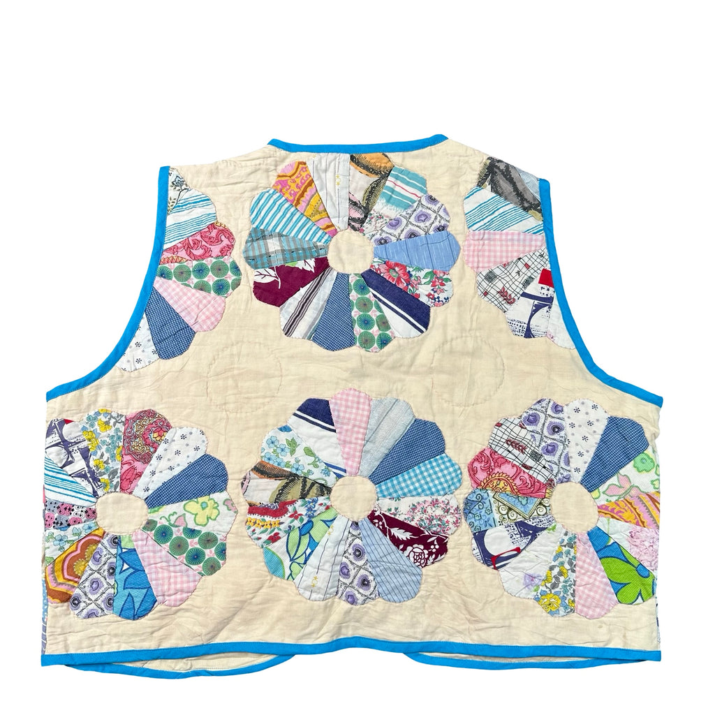 Dresden Fan XL quilted vest rework, back