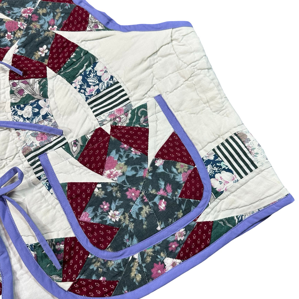 Lilac Wedding Ring XL quilted vest rework, patch pocket detail