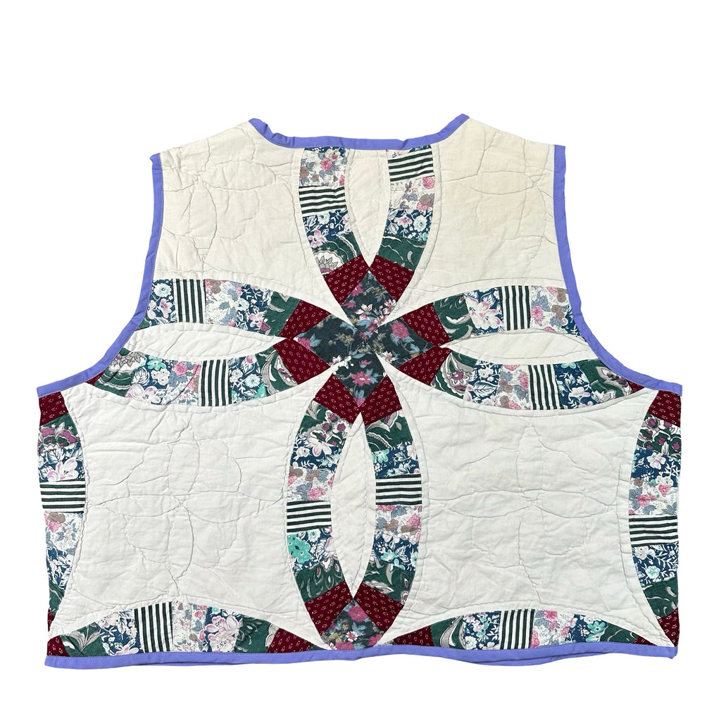 Lilac Wedding Ring XL quilted vest rework, back