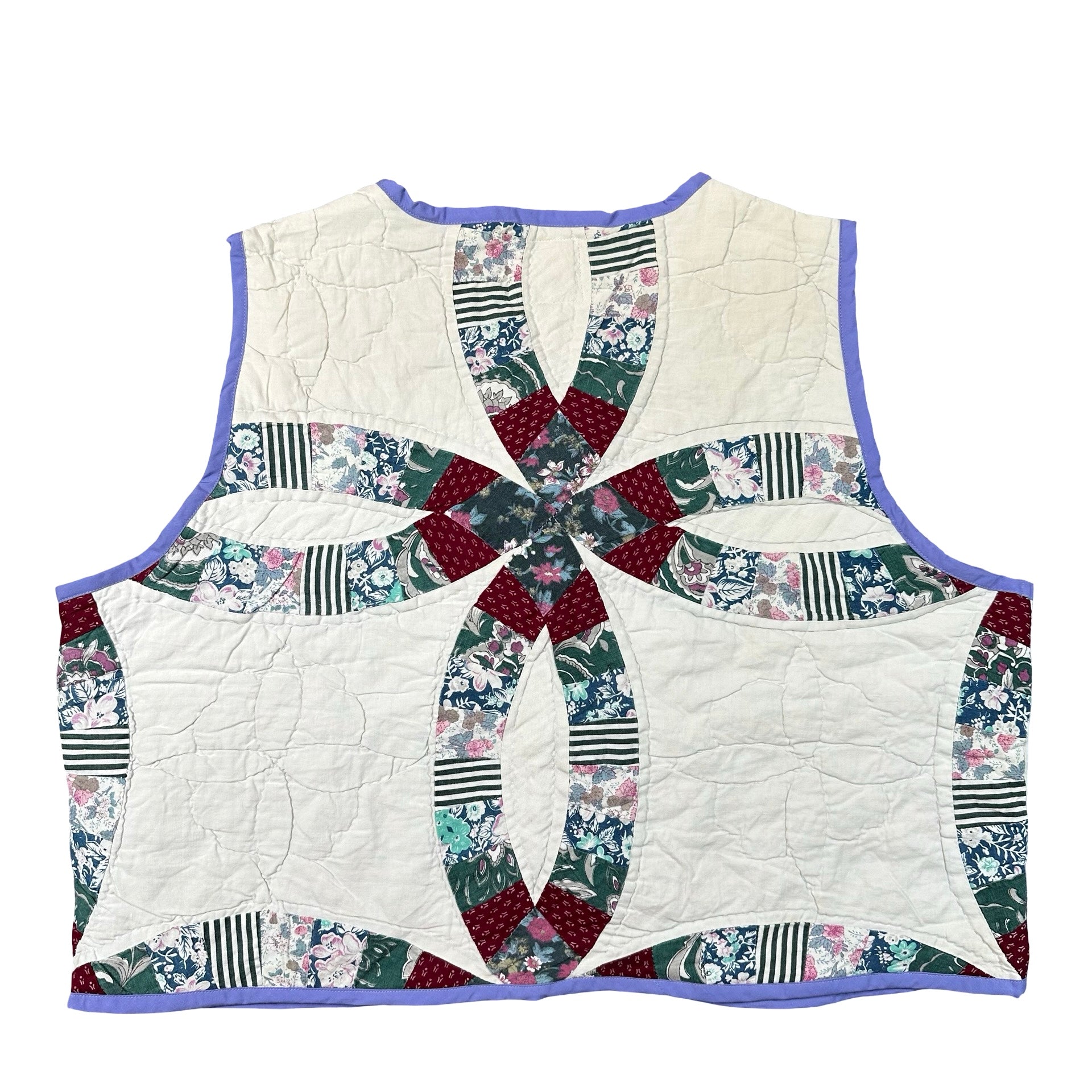 Lilac Wedding Ring XL quilted vest rework, back