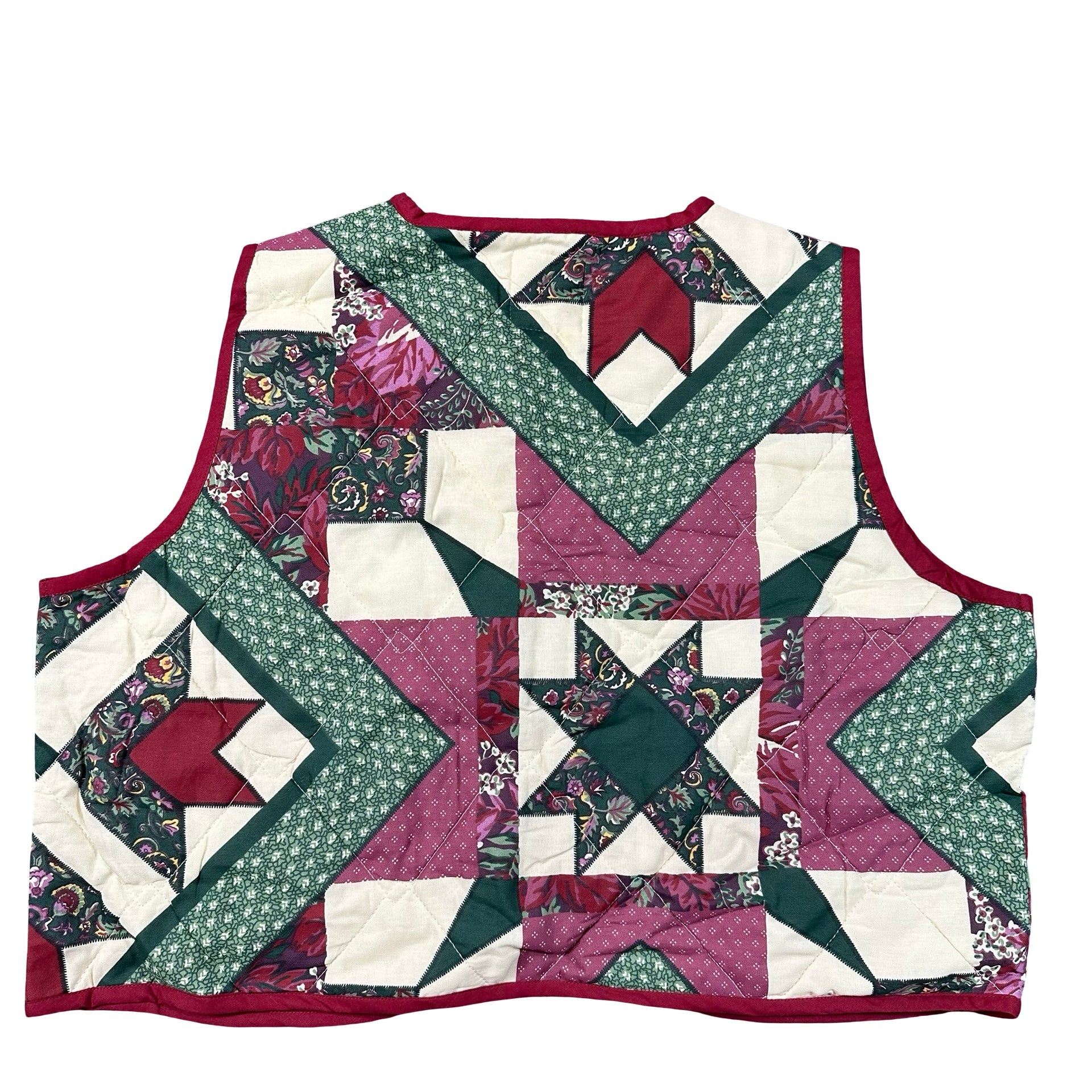 Holly Berry Star XL quilted vest rework, back
