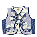 Periwinkle Pinwheel XL quilted vest rework, front
