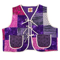 Purple Batik Patchwork XL quilted vest rework, front