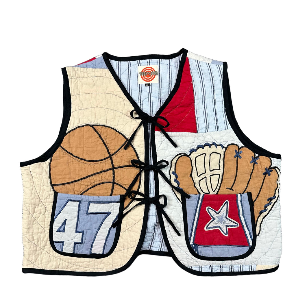 All Star Sports XL quilted vest rework, front