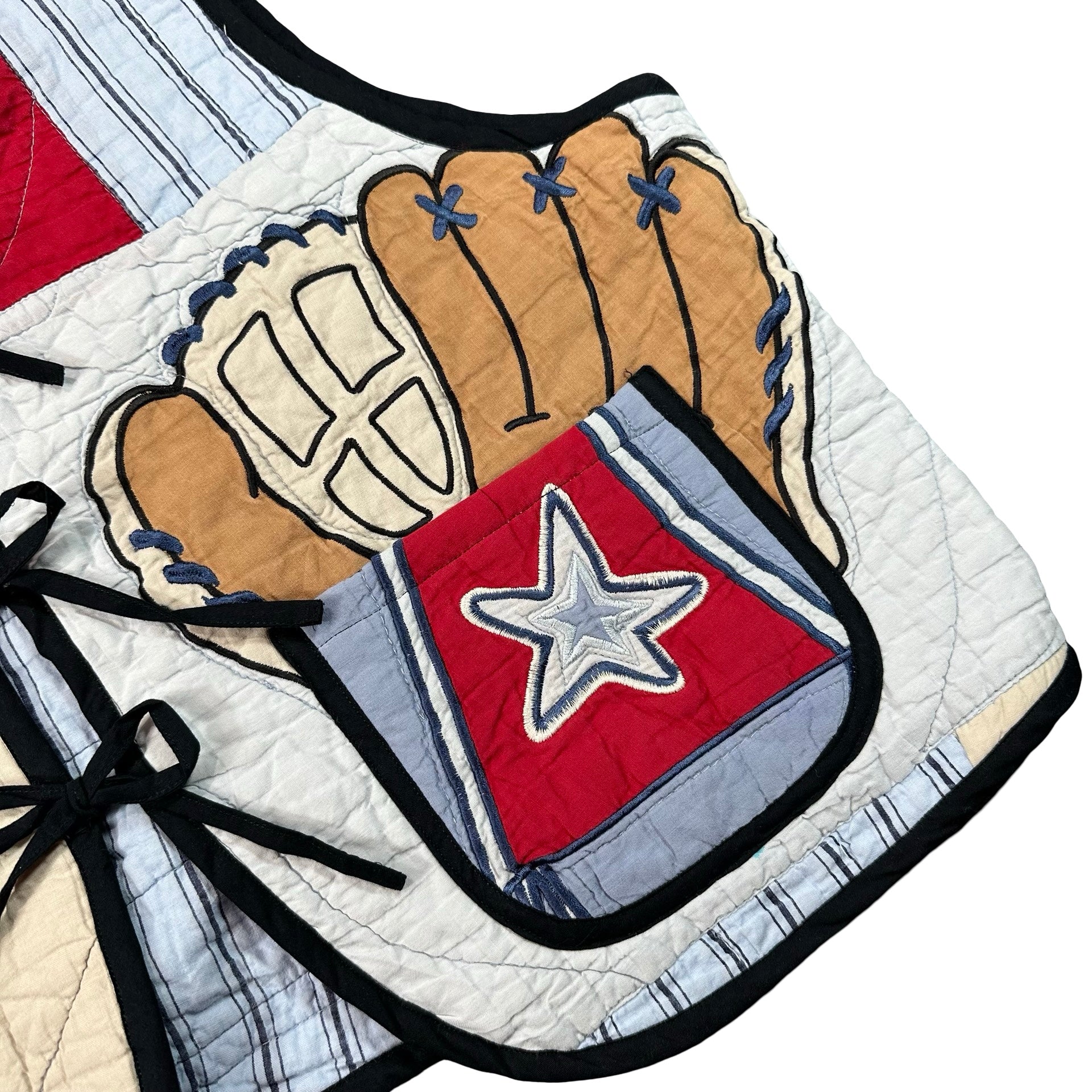 All Star Sports XL quilted vest rework, patch pocket detail