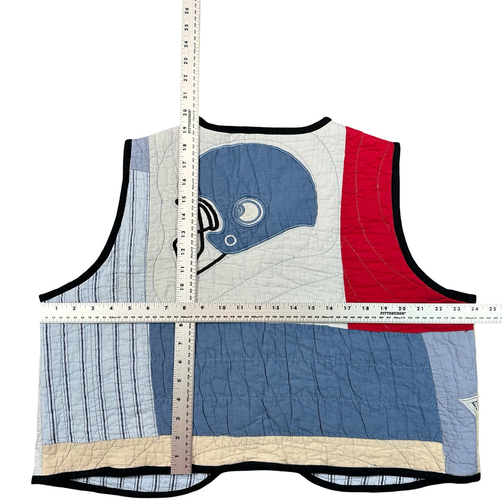 All Star Sports XL quilted vest rework, tape measure across the chest