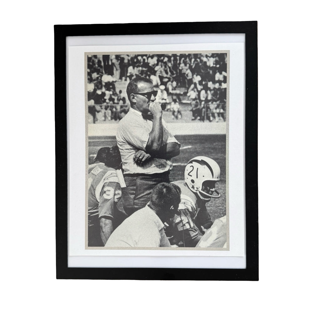 Vintage Football Coach Sideline Black and White Photo Print