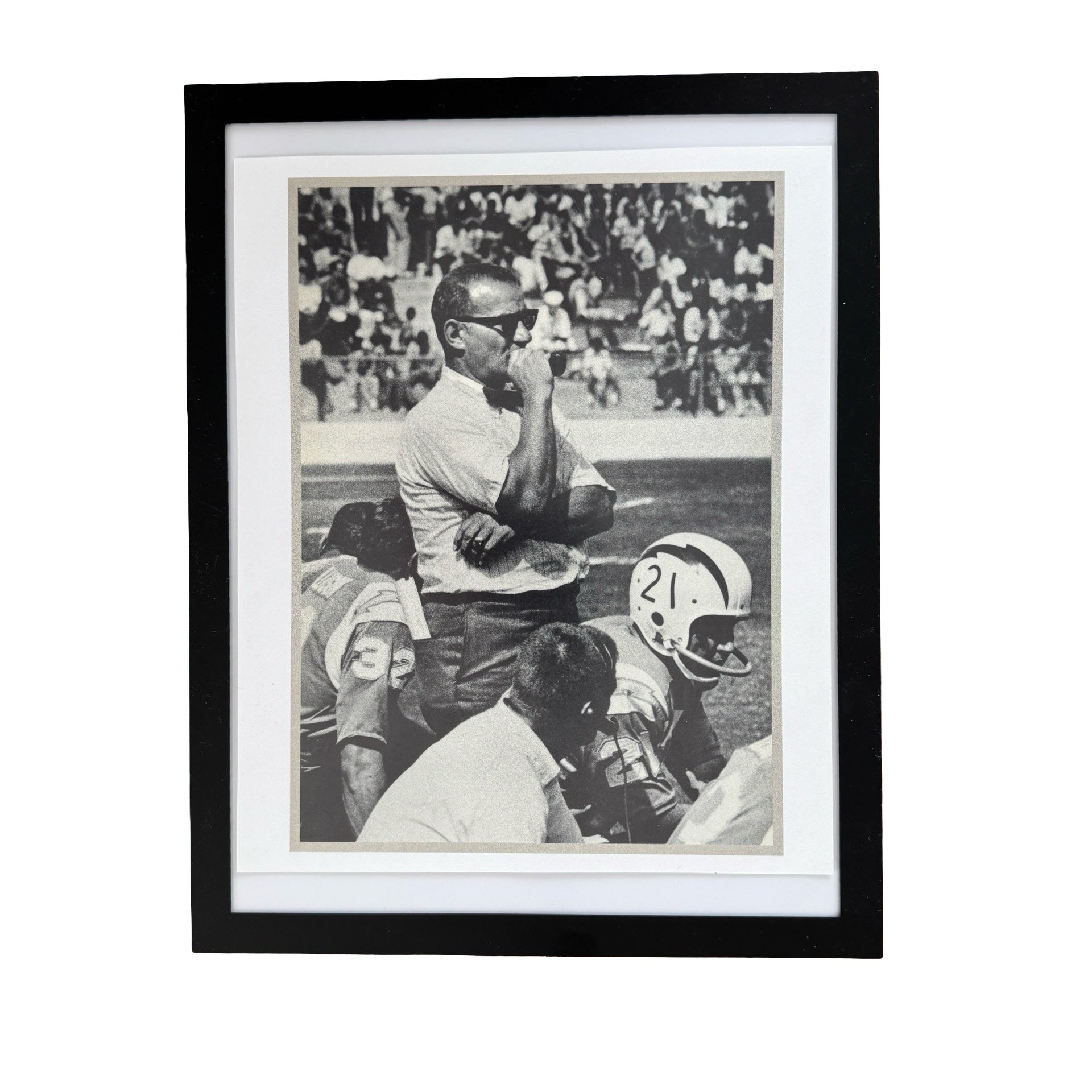 Vintage Football Coach Sideline Black and White Photo Print