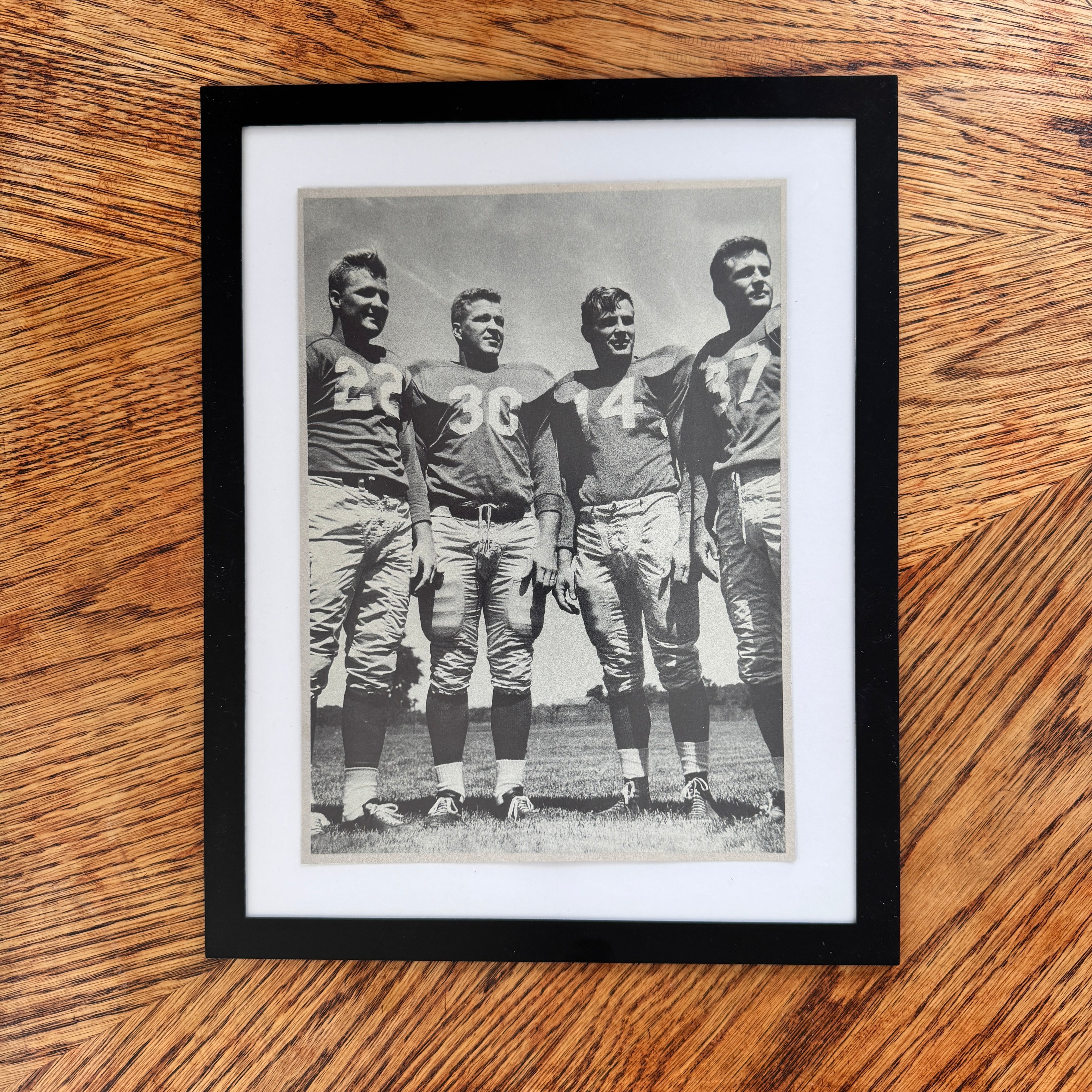 Vintage Football Team Four Players Black and White Photo Print - detail view