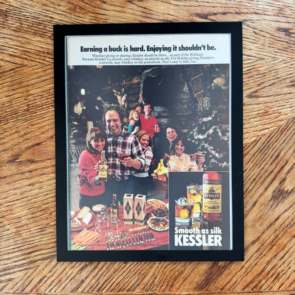 Kessler Whiskey Smooth As Silk Vintage 1982 Holiday Liquor Ad Print - detail view