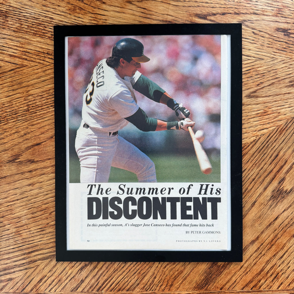 Sports Illustrated Jose Canseco Summer of His Discontent Vintage Baseball Page - detail view