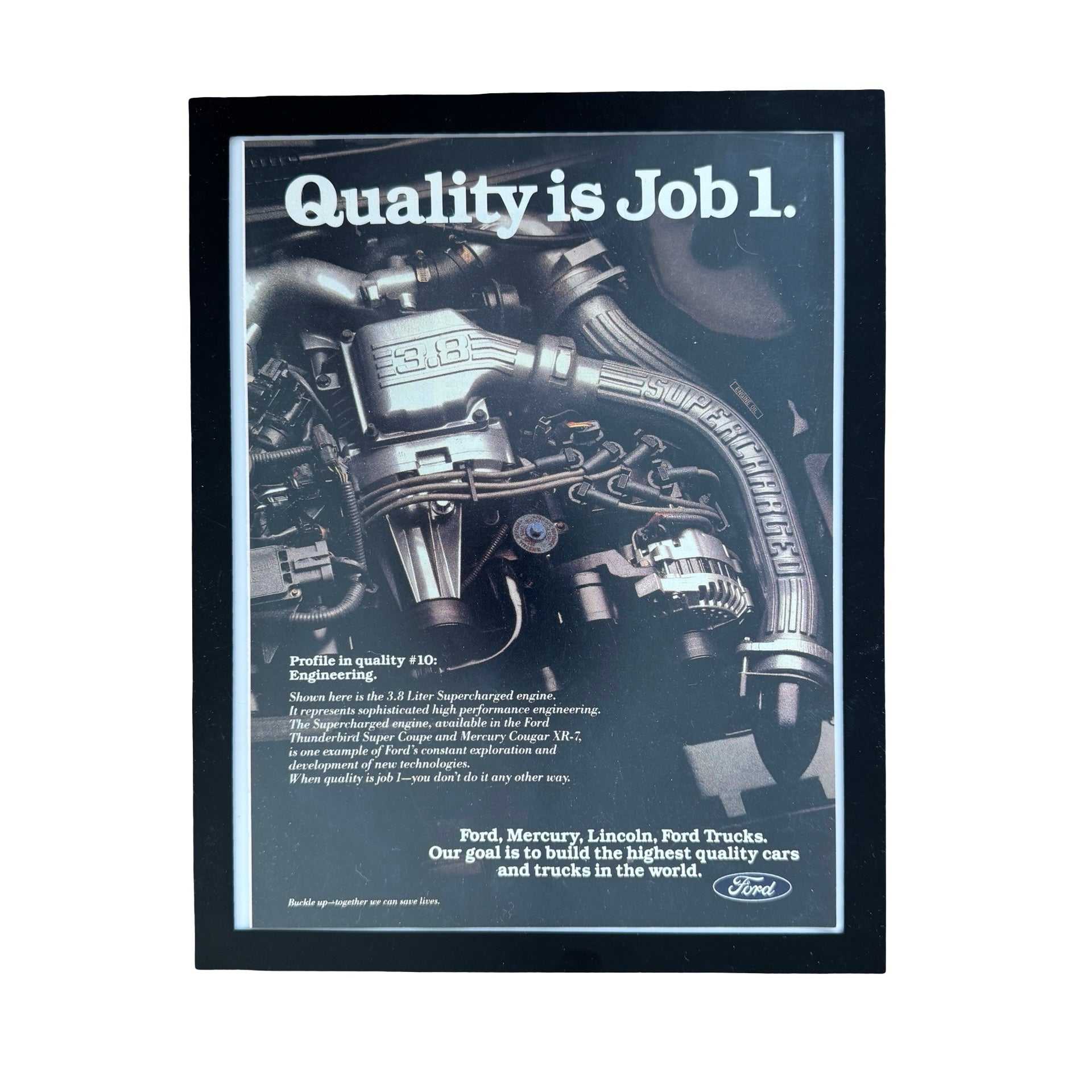 Ford Quality Is Job 1 Supercharged Engine Vintage Car Ad Print