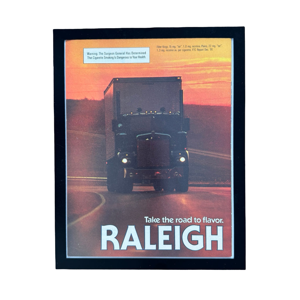 Raleigh Cigarettes Take the Road to Flavor Semi Truck Vintage 1981 Ad Print