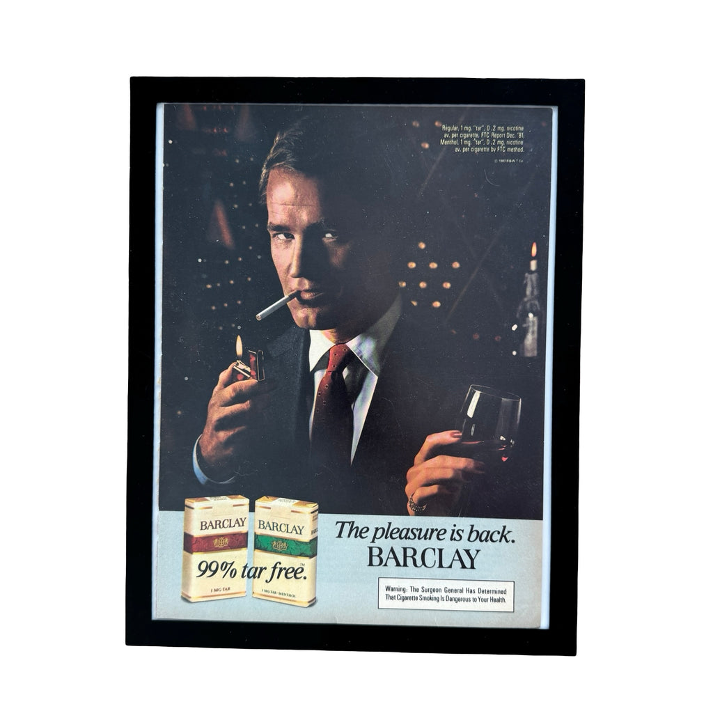 Barclay Cigarettes The Pleasure Is Back Vintage 1982 Cigarette Ad Print