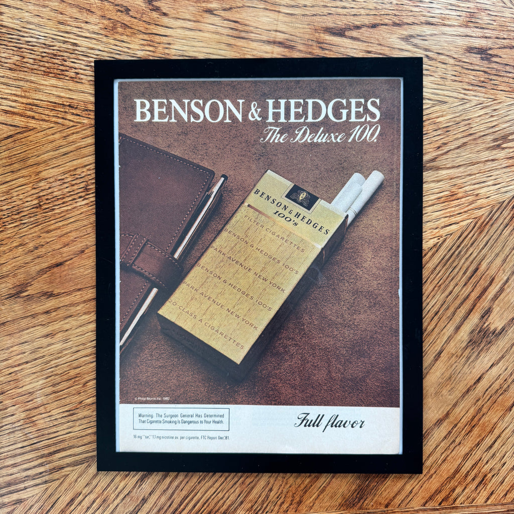 Benson and Hedges Deluxe 100 Full Flavor Vintage 1982 Cigarette Ad Print - detail view