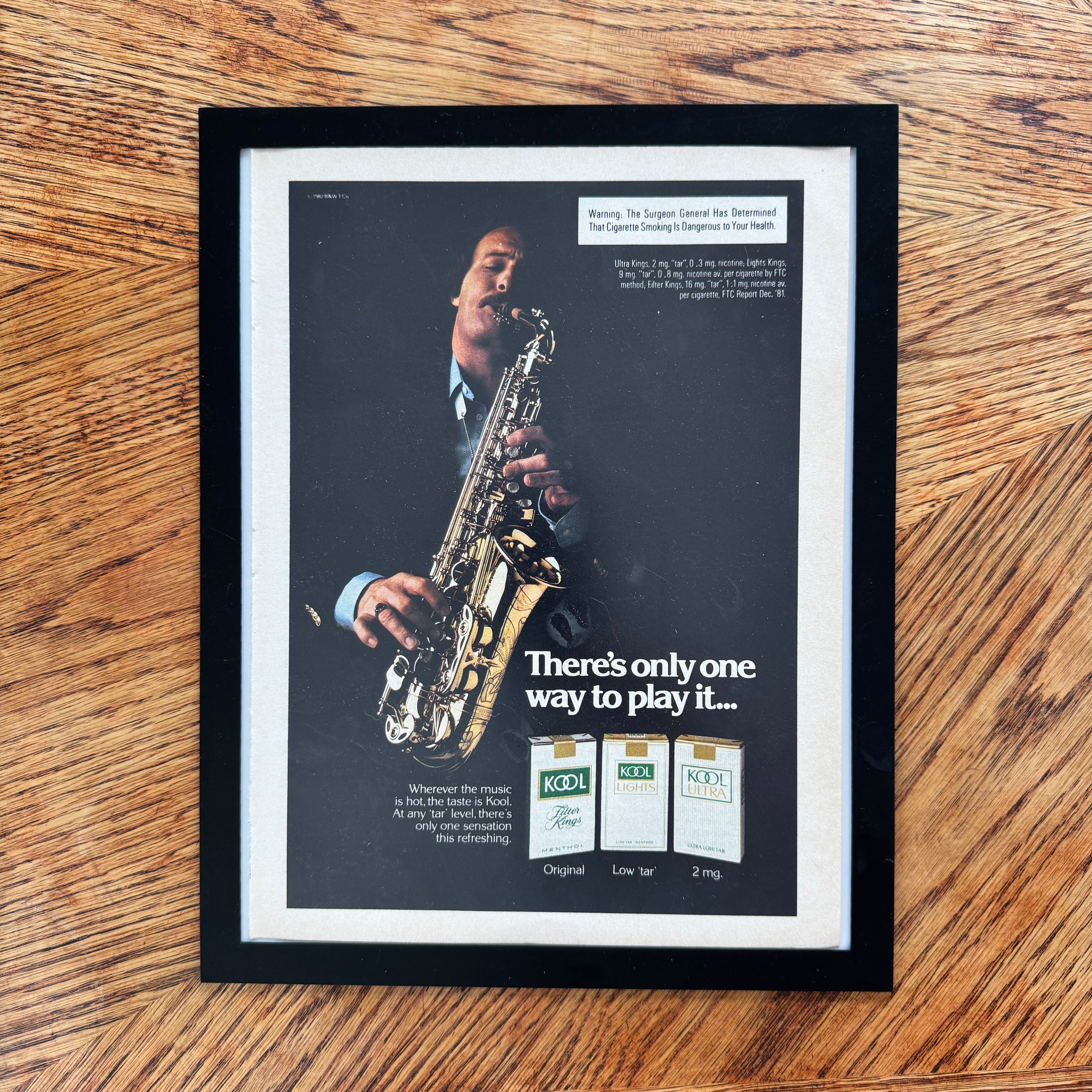 Kool Cigarettes Saxophone There's Only One Way to Play It Vintage 1982 Ad Print - detail view