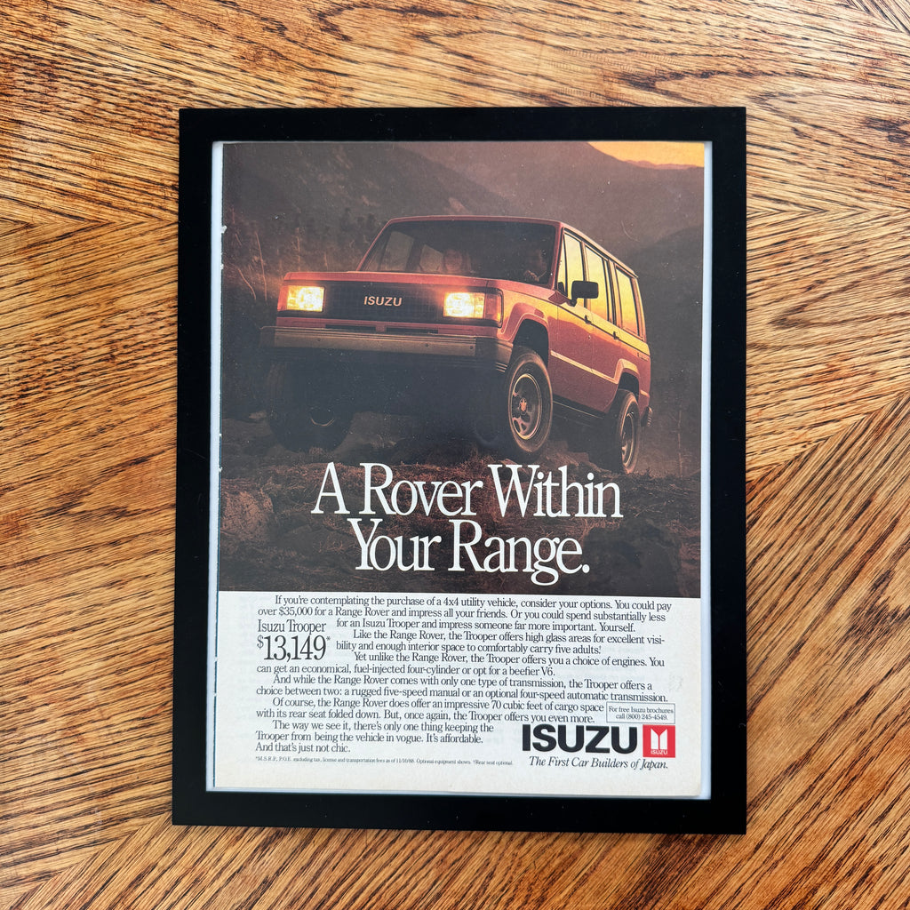 Isuzu Trooper A Rover Within Your Range Vintage 1988 Car Ad Print - detail view