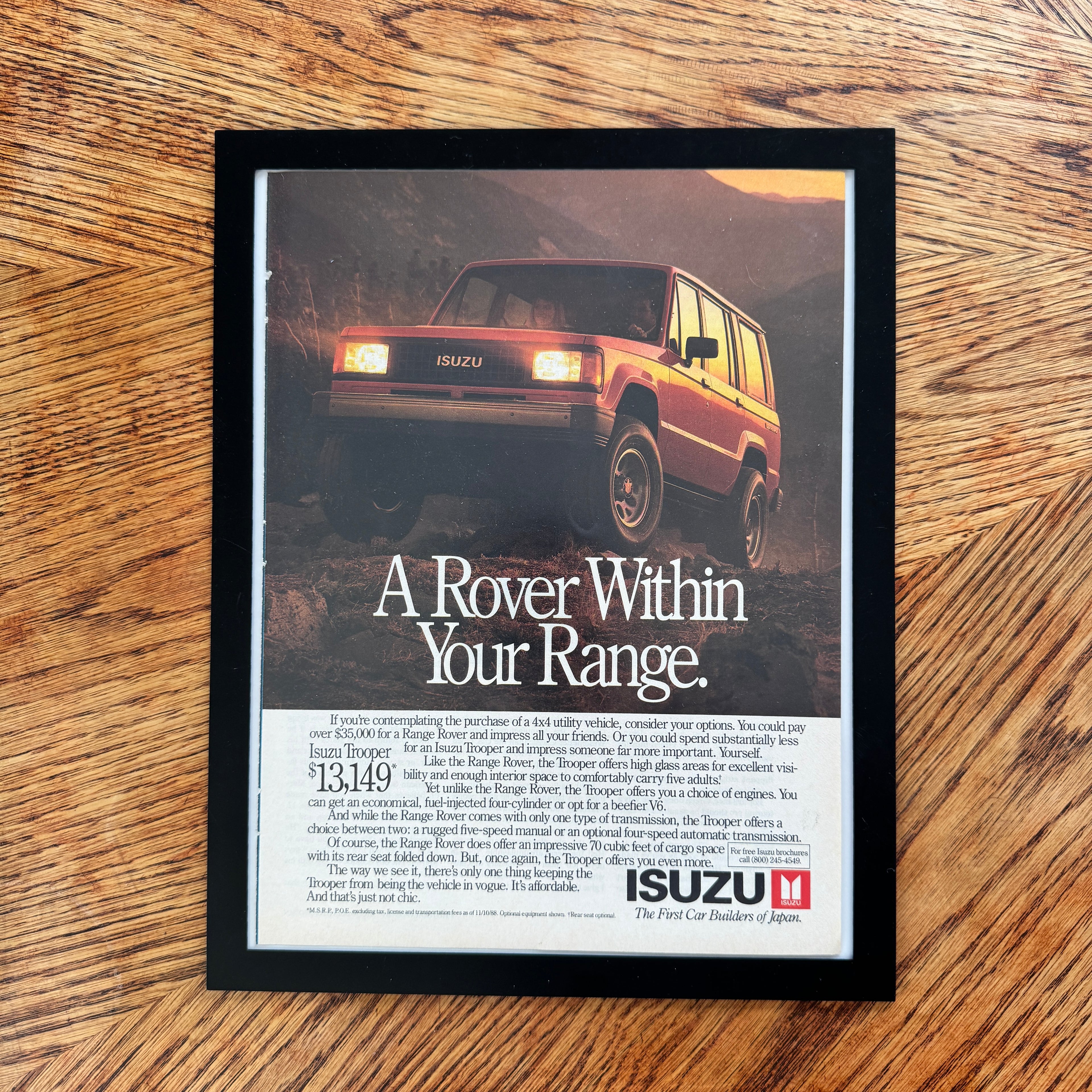 Isuzu Trooper A Rover Within Your Range Vintage 1988 Car Ad Print - detail view