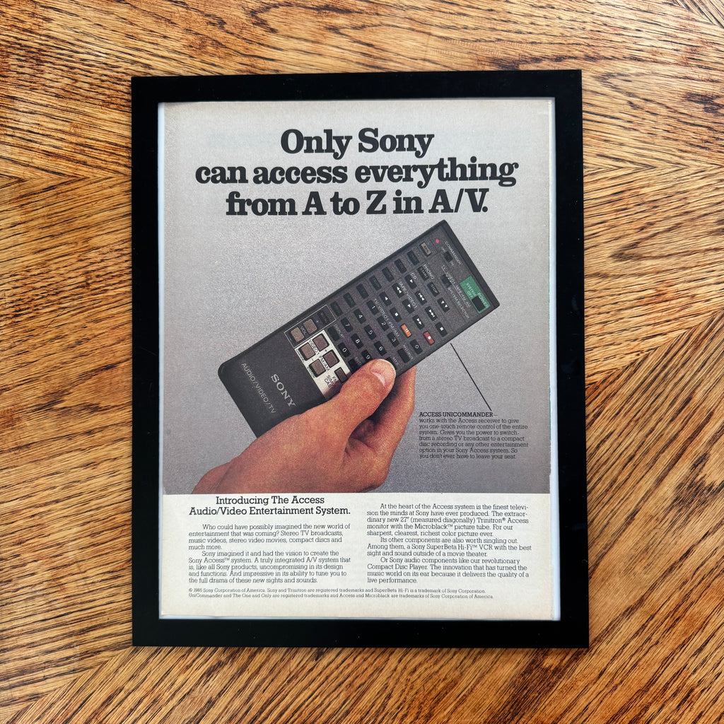 Sony Access A to Z in A/V UniCommander Vintage 1985 Electronics Ad Print - detail view