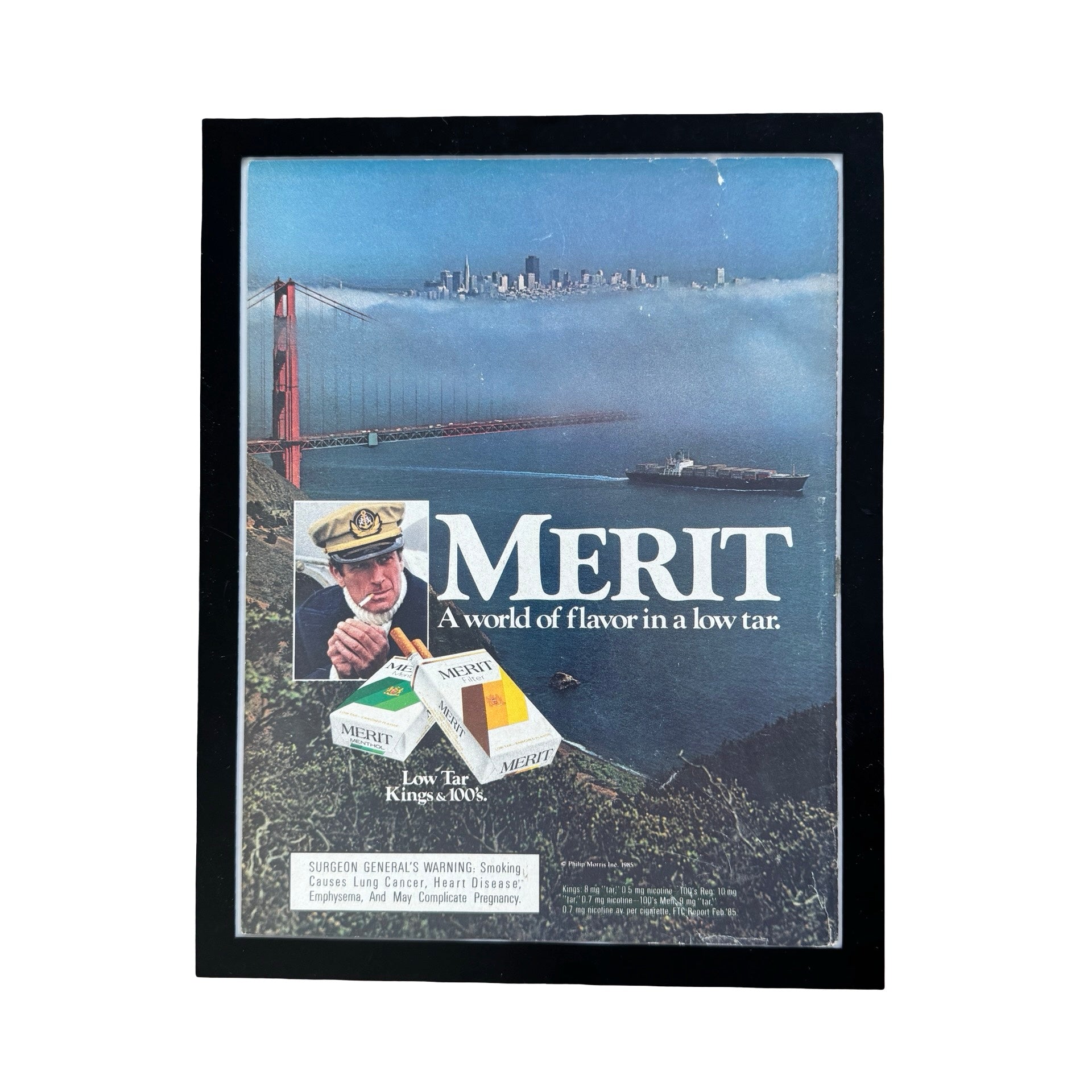 Merit Cigarettes World of Flavor Golden Gate Bridge Vintage 1985 Ad Print