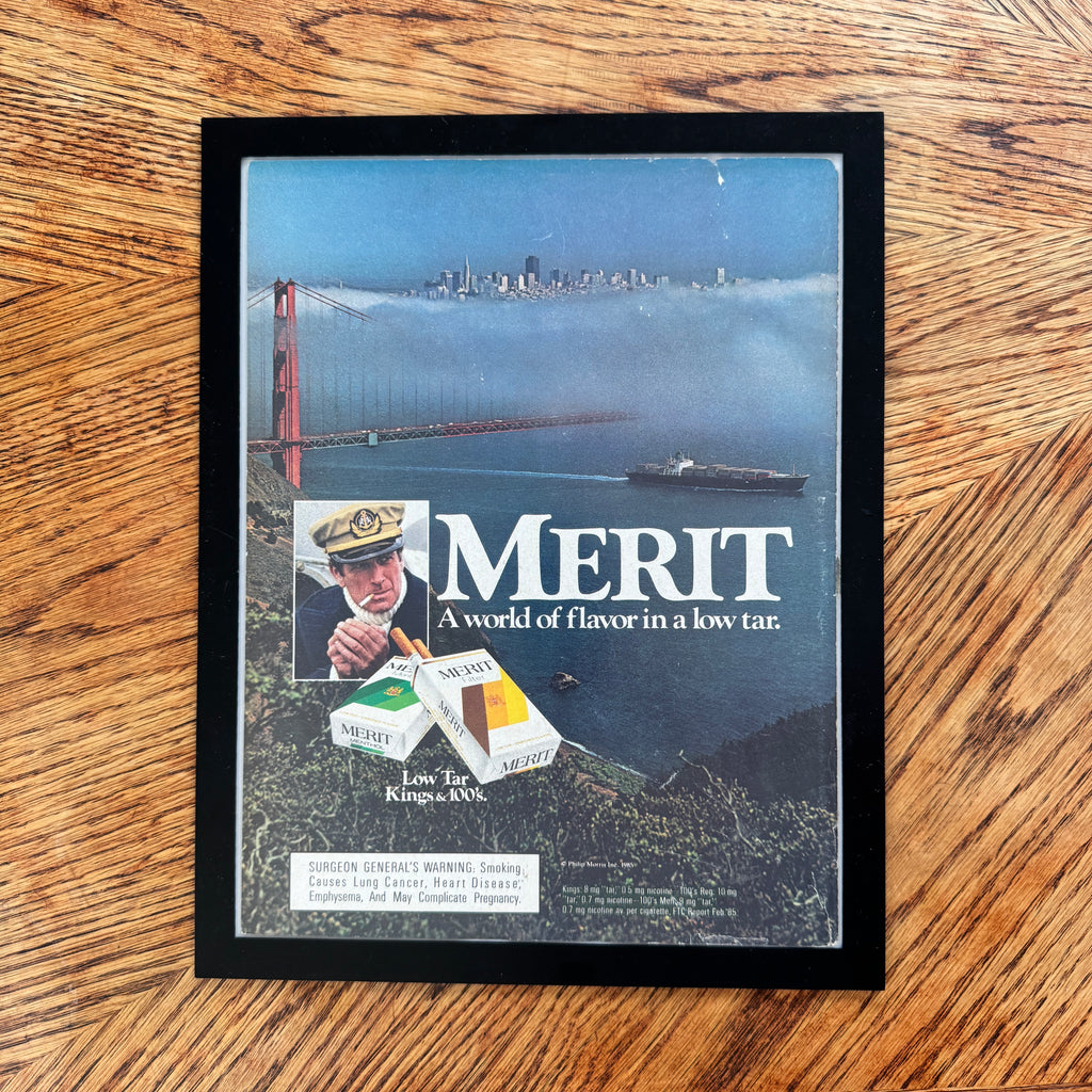 Merit Cigarettes World of Flavor Golden Gate Bridge Vintage 1985 Ad Print - detail view