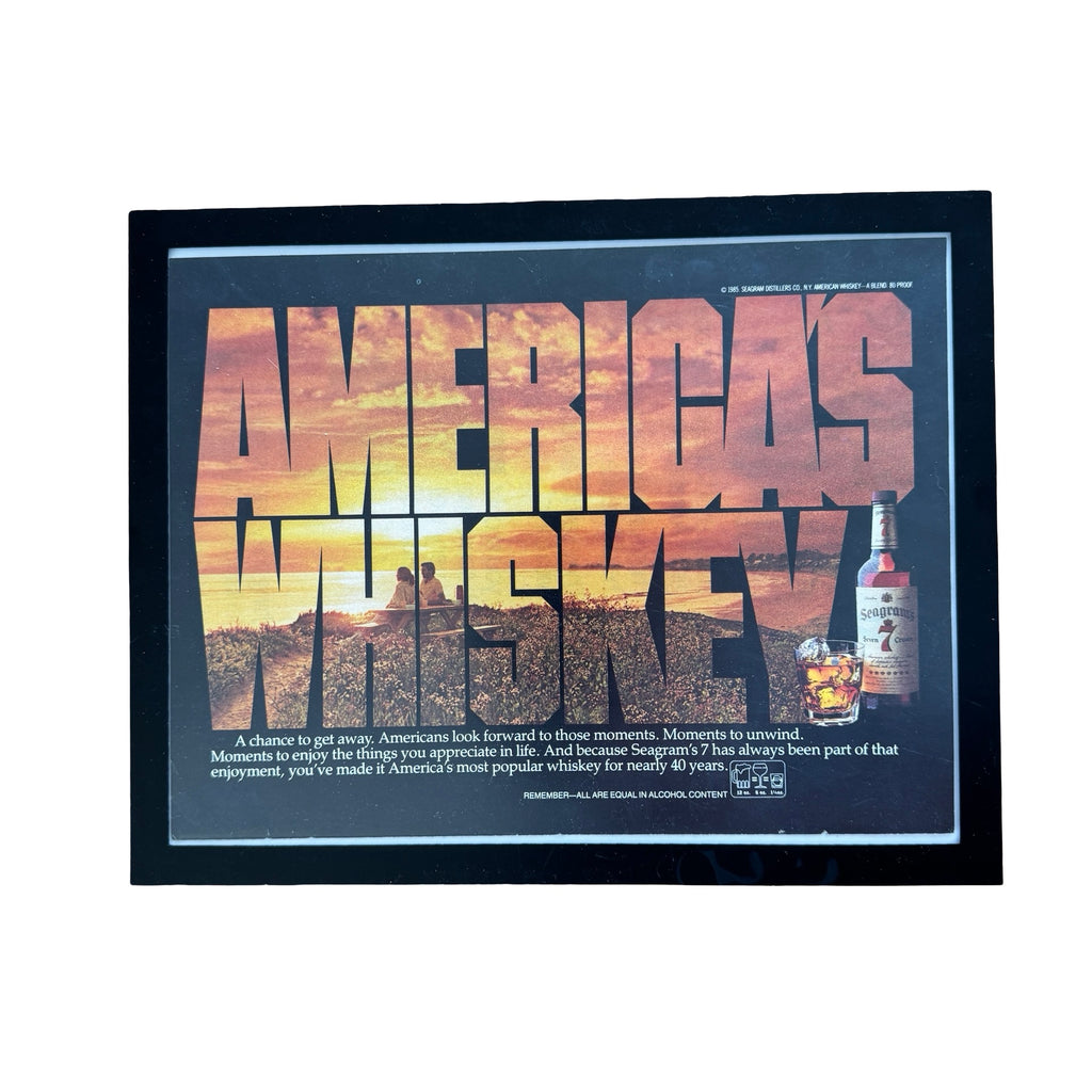 Seagram's 7 Crown America's Whiskey Vintage 1985 Sunset Liquor Ad Print