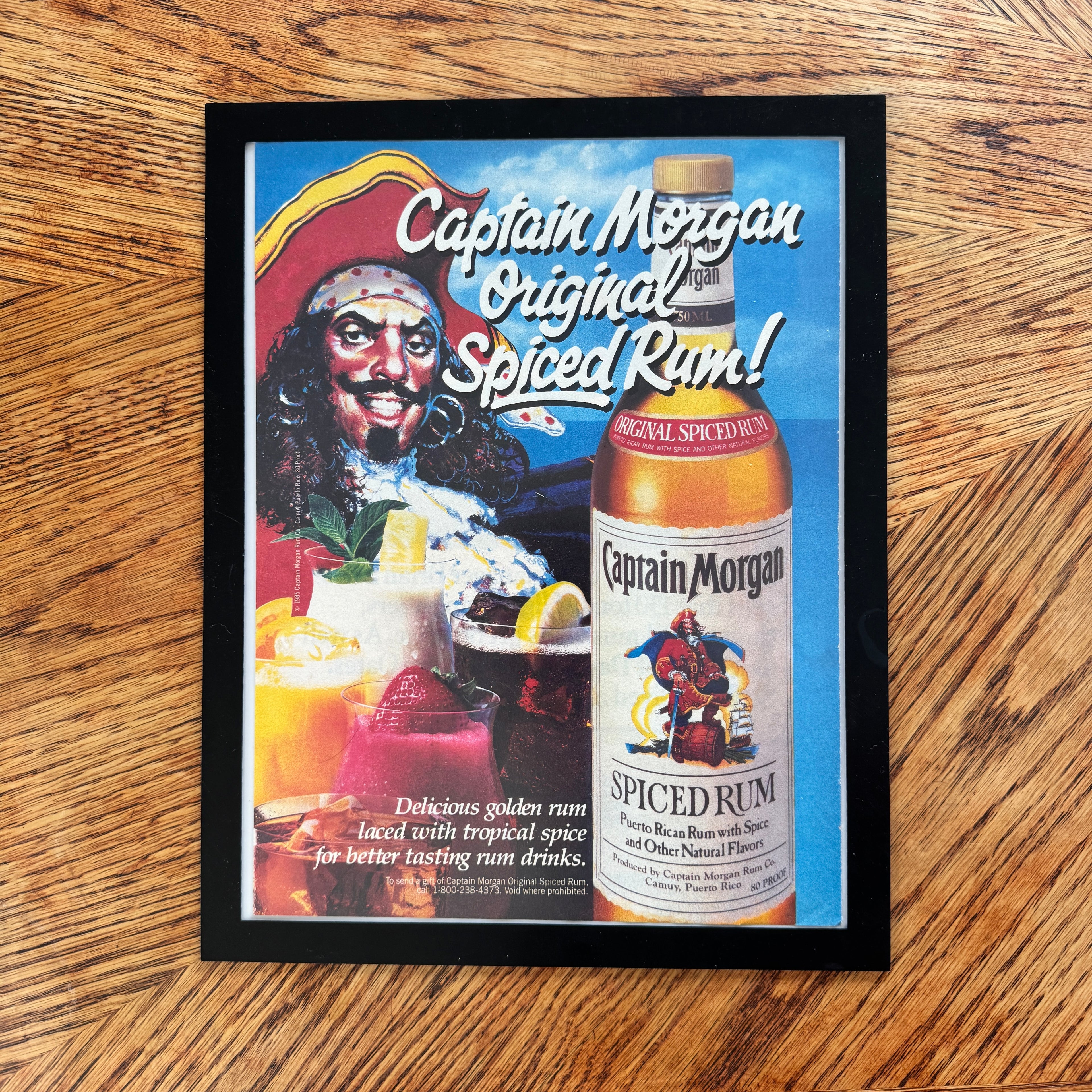 Captain Morgan Original Spiced Rum Pirate Vintage 1985 Liquor Ad Print - detail view