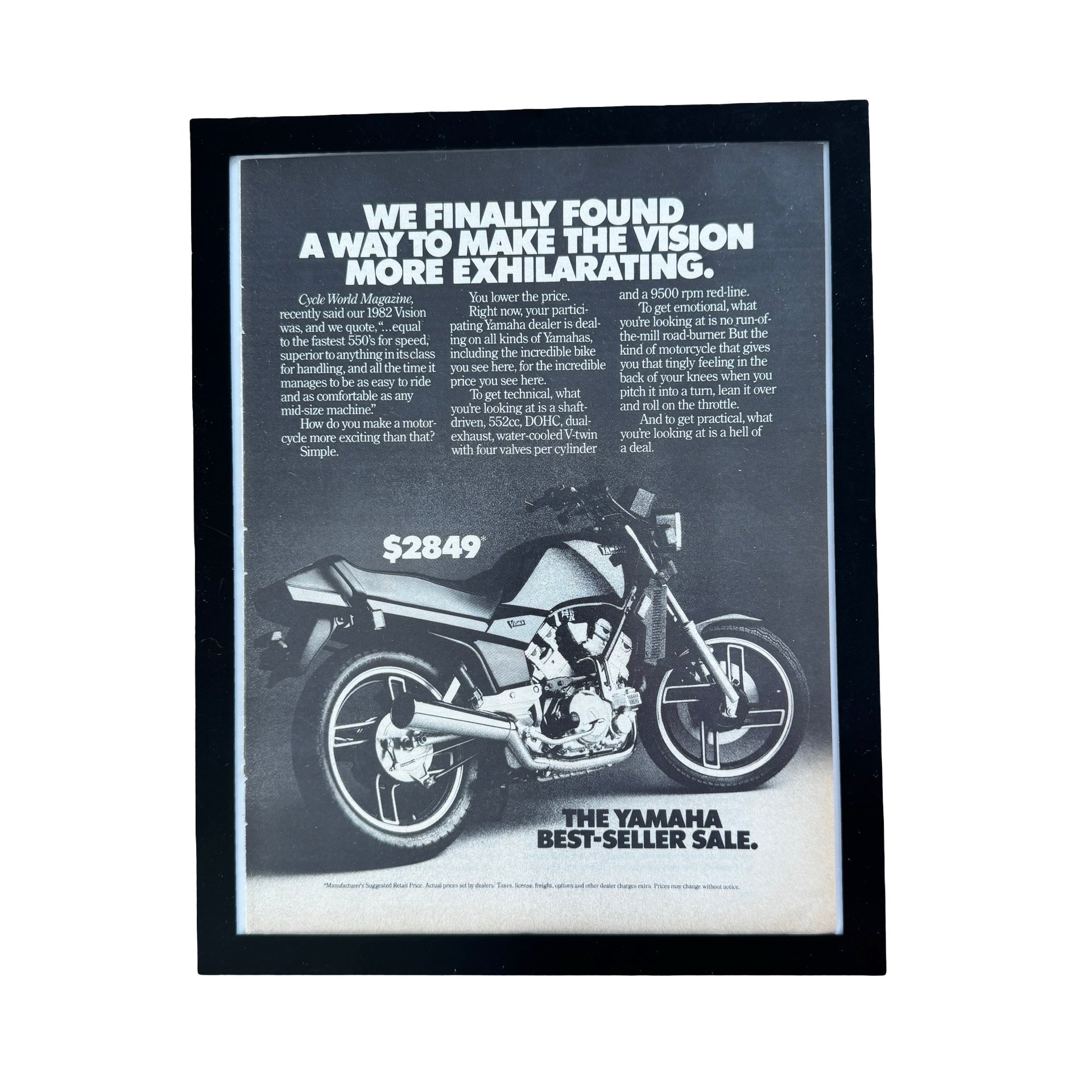 Yamaha Vision Motorcycle Best-Seller Sale Vintage 1982 Ad Print