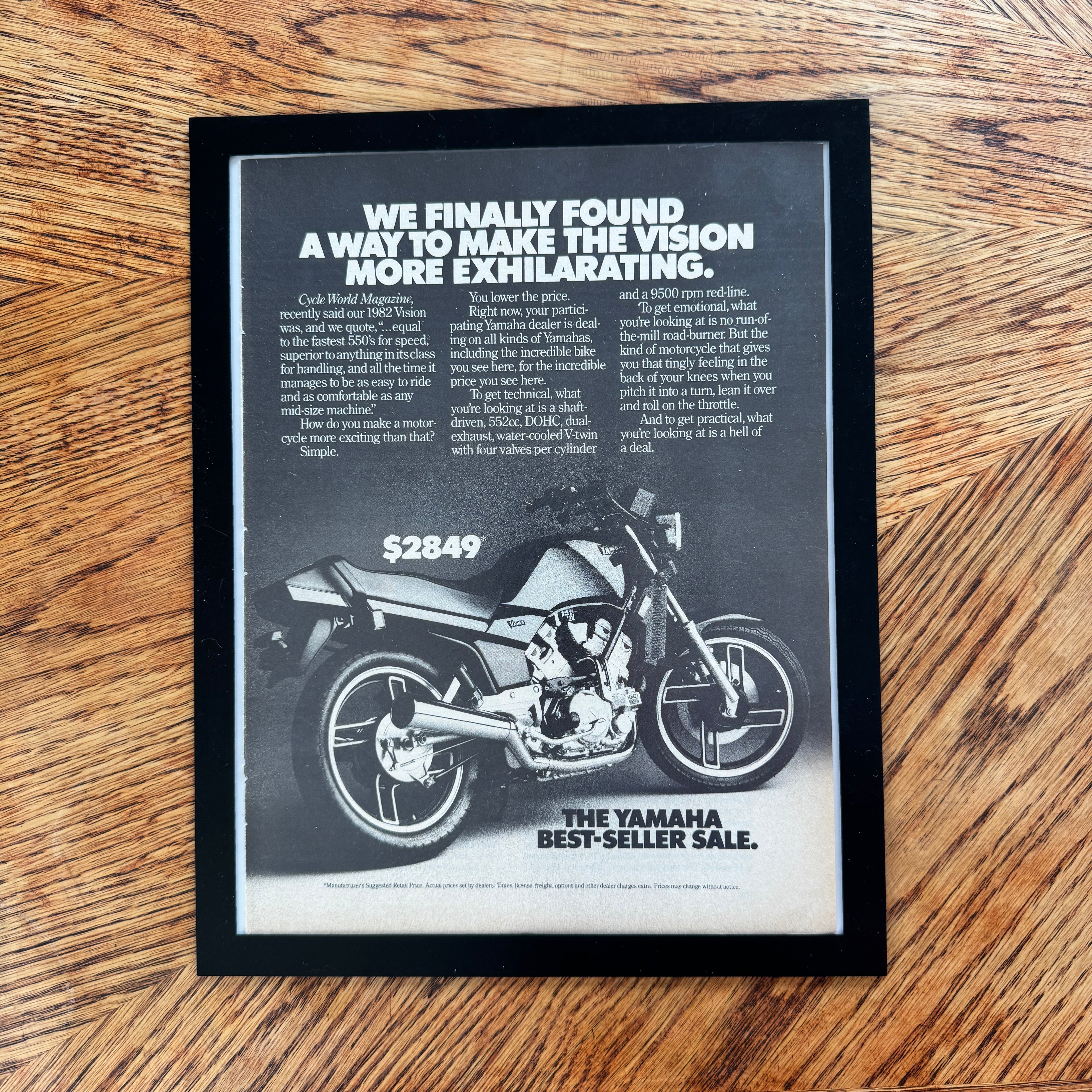 Yamaha Vision Motorcycle Best-Seller Sale Vintage 1982 Ad Print - detail view